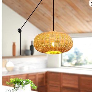 🔌💡 Farmhouse Rattan Plug-In Hanging Lamp 🔌💡